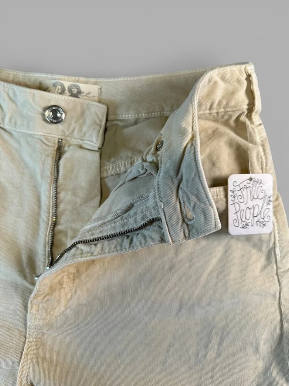 NWT Free People We The Free Sz 28 Corduroy Barrel Jeans High Rise Ivory